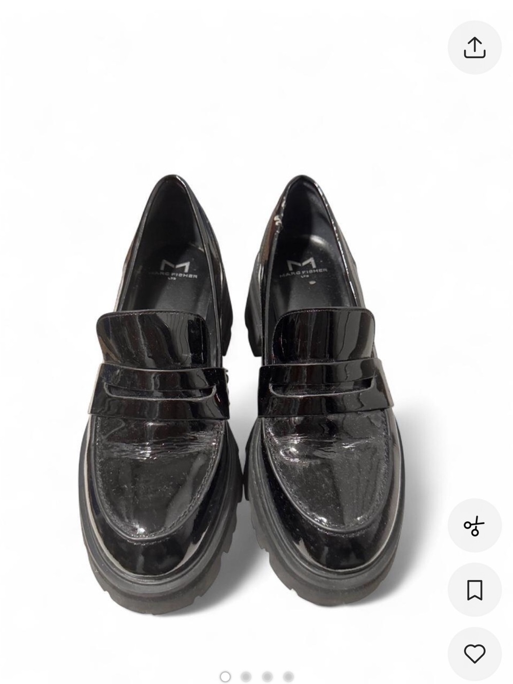 Marc Fisher Latika Black Patent Lug Sole Loafers